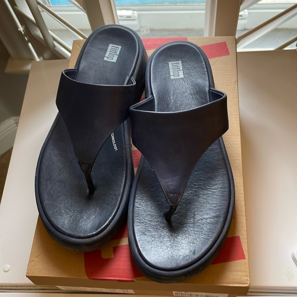 Blue leather Flip Flops